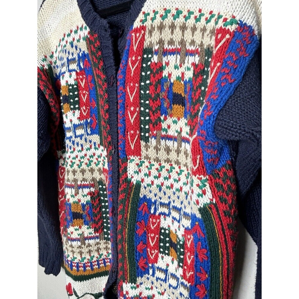 Vtg Casual Corner Womens Embroidered Cardigan Christmas Sweater Size M Knit - Picture 7 of 10